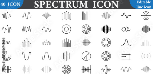 Spectrum icon set with various sound wave graphics  for audio and music concepts