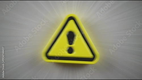 alert icon 3d render yellow triangle button
