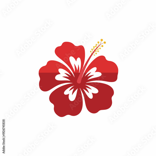 Vibrant Red Hibiscus Flower Illustration - Symbol of Tropical Beauty and Summer