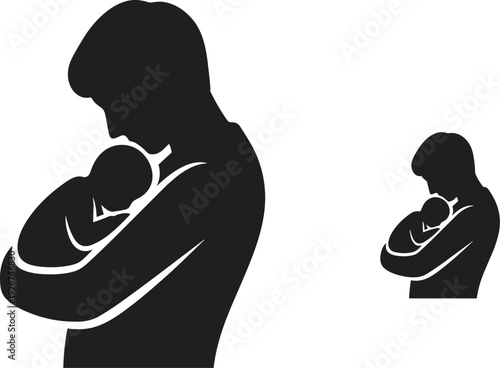 Father holding his newborn baby in his arms, tender moment of parental love and connection