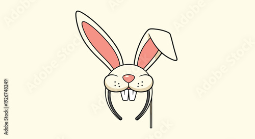 Easter bunny costume accessory featuring long ears and a nose piece with prominent front teeth for fun dress-up and holiday celebrations.