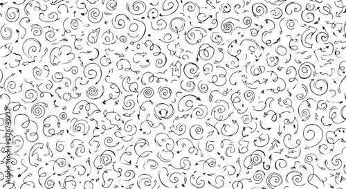 Abstract Hand Drawn Arrows Spirals Seamless Doodle Pattern with vector illustration