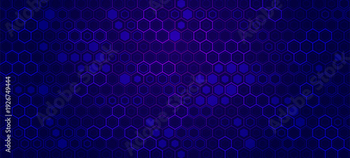 Blue Hexagon Pattern. Abstract Medical Chemical Tech Background. Hexagonal Pattern for Hi-Tech Science Design. Cyber Hexagon 3D Grid Sci-Fi Game Backdrop. Vector Illustration.