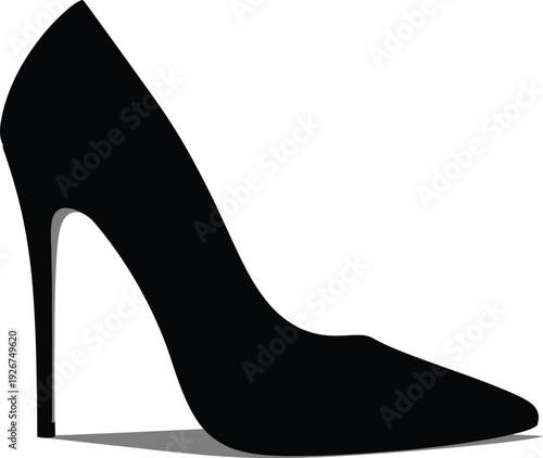 High heeled black stiletto pump shoe for women