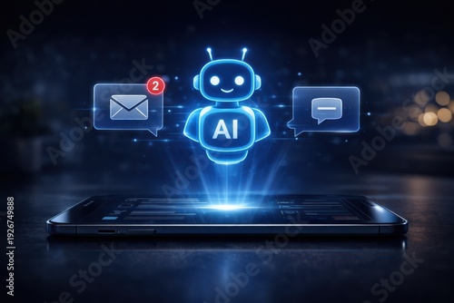 Wallpaper Mural AI chatbot interface on smartphone with notification icons Torontodigital.ca