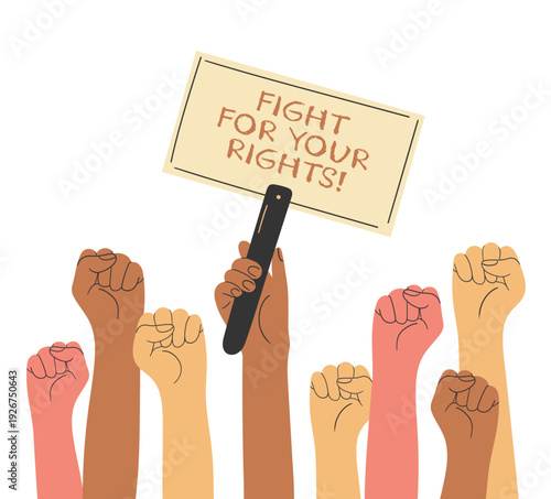 Protesting Hands Fighting For Human Rights
