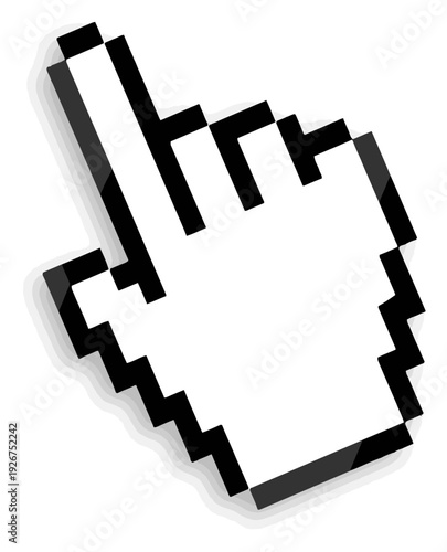 Black Pixelated Computer Mouse Pointer Cursor.
