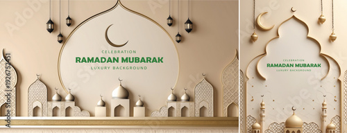 elegant islamic ramadan celebration background, Ramadhan kareem background for banner & social media template	