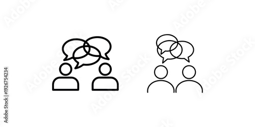 Two people icons with multiple overlapping speech bubbles conversation dialog group chat communication idea exchange symbol set isolated on white background vector