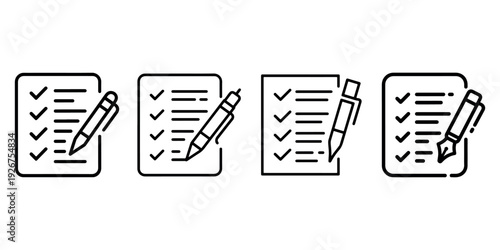 Checklist with pen icon vector illustration, task management and project completion symbol for business and personal use