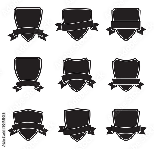 monochrome shield badges for logo branding