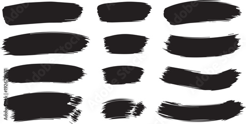 Abstract Black Ink Brush Stroke Elements with vector illustration
