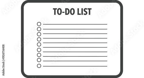 Simple black and white graphic of a blank to-do list template with checkboxes and lines, ideal for task management and organization.