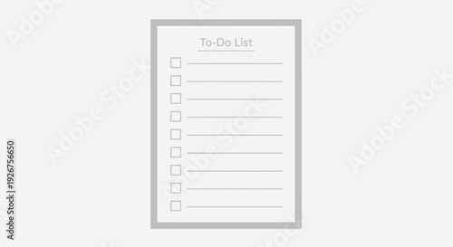 Minimalist grey-bordered to-do list with empty checkboxes on a light background, perfect for planning tasks.