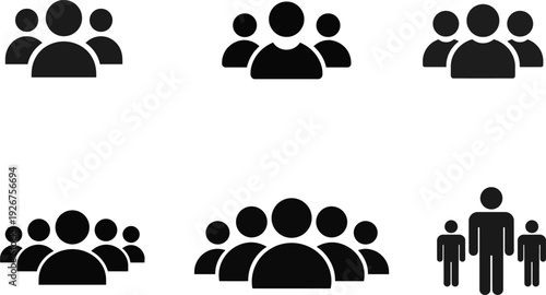 Silhouette of various groups of people icons