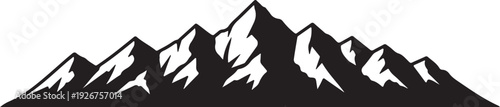 Rocky Mountain range silhouette black and white minimalist peak landscape illustration
