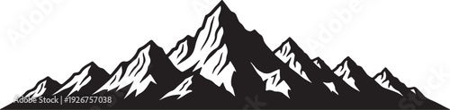 Rocky Mountain range silhouette black and white minimalist peak landscape illustration
