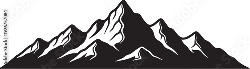 Rocky Mountain range silhouette black and white minimalist peak landscape illustration