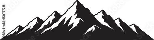 Rocky Mountain range silhouette black and white minimalist peak landscape illustration