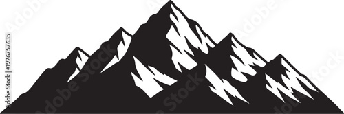 Rocky Mountain range silhouette black and white minimalist peak landscape illustration