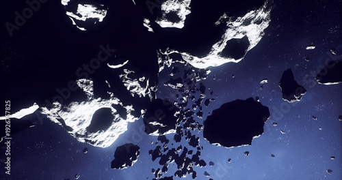 Foto fragmented ring of boulders and drifting dust, large rugged rocks surrounded by