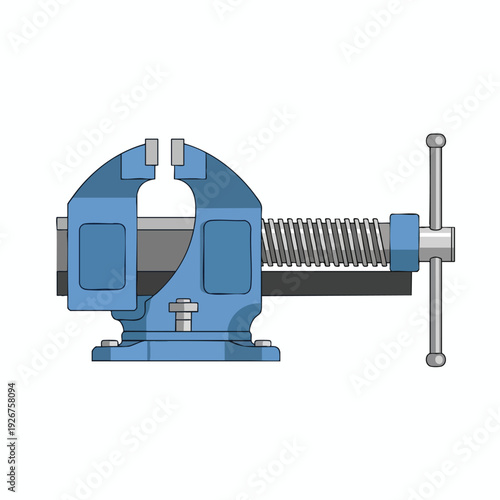 Blue Bench Vice Clamp Tool on White Background