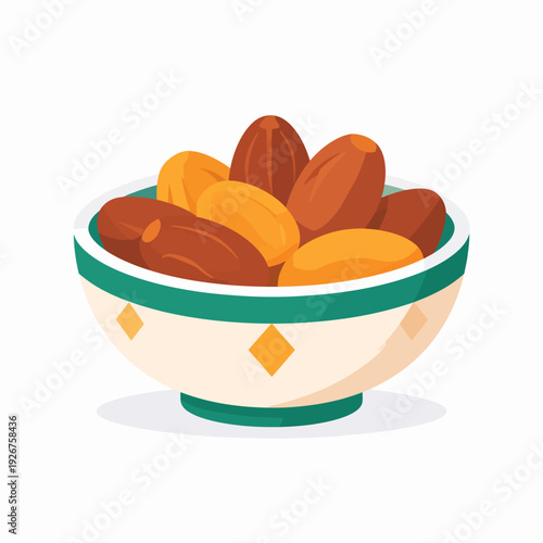 Bowl of Fresh Ripe Dates Fruit.