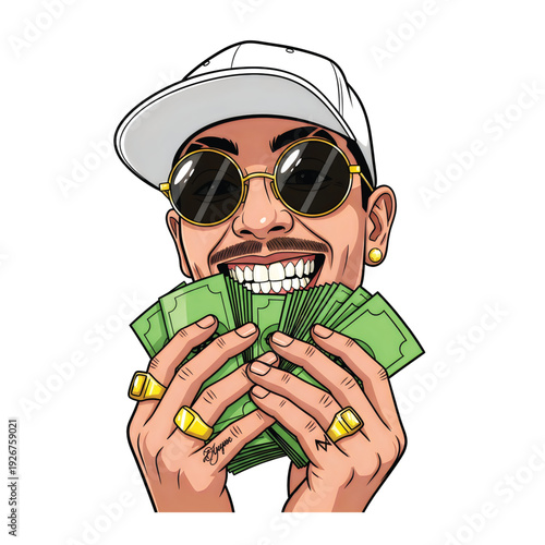 Vintage lowrider convertible car with palm trees and mountains in background. Features text "Impala" and "125PIMPALA" with stars.