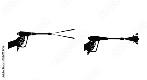 Two power washers spraying depicted in a striking black silhouette