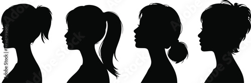 Group of construction worker silhouettes, set of five professional builders wearing hard hats and safety gear standing together, industrial labor team.