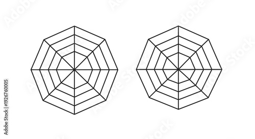 Two geometric shapes both hexagons displayed as a stark silhouette