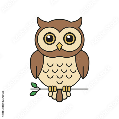 Cute owl vector illustration with decorative ethnic patterns. Colorful tribal bird character design isolated on white background. 