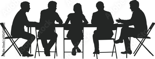 Group of construction worker silhouettes, set of professional builders wearing hard hats and safety gear, industrial labor vector on white.