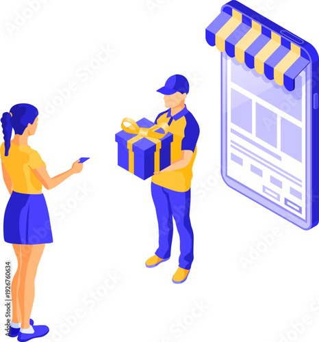 Isometric Online Internet Shopping