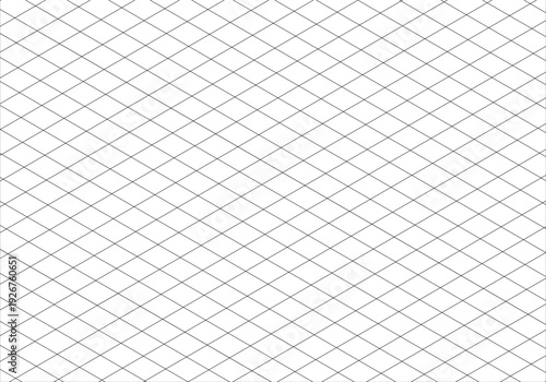 Printable 3d perspective backdrop. Isometric squared grid.Iisometric black line guides. Notebook sheets blank template. Mathematic typography pattern for making notebook production for education.