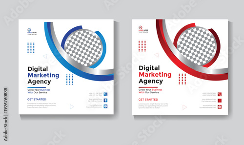 Corporate digital marketing agency social media post web banner template