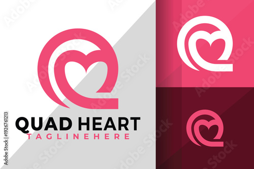 Letter Q Heart Logo Logos Design Element Stock Vector Illustration