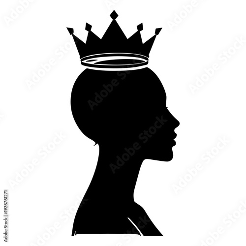 Queen profile silhouette with crown icon for luxury branding