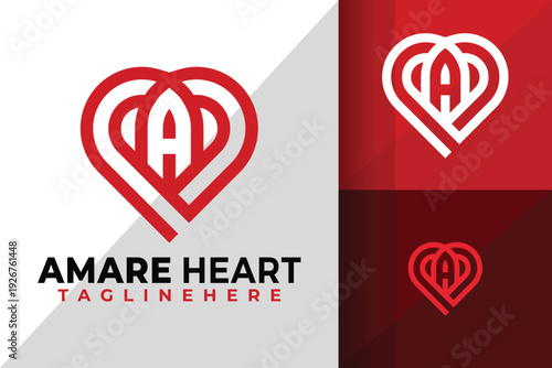 Letter A Heart Love Logo Logos Design Element Stock Vector Illustration