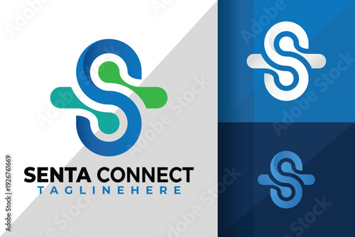 Letter S Connect Tech Logo Logos Design Element Stock Vector Illustration