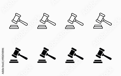 Gavel Icon Set Judge Law Auction Hammer Vector