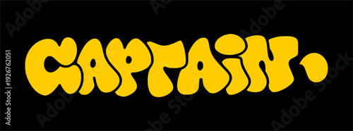 Captain Leadership Title Graffiti Throw Up. Bold Yellow Bubble Lettering for Professional Identity and Urban Command Branding.