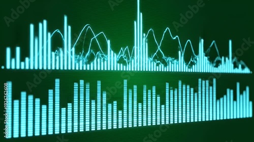 Abstract image of data visualization, featuring bar graphs and a dynamic line graph