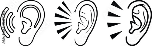 Hearing and sound wave illustrations for business communication concepts