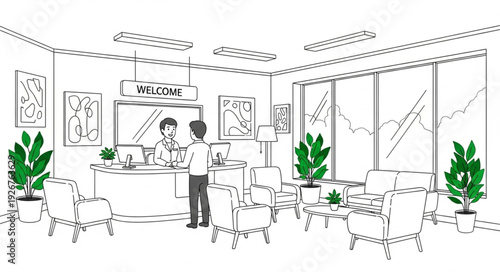 Man Working in Modern Office Space.