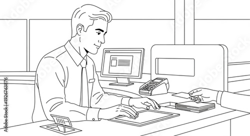 Man Working on Computer Keyboard.