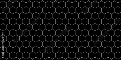 Black background. Dark hexagon carbon fiber texture. Navy blue honeycomb metal texture steel background. Web design template vector illustration EPS 10.