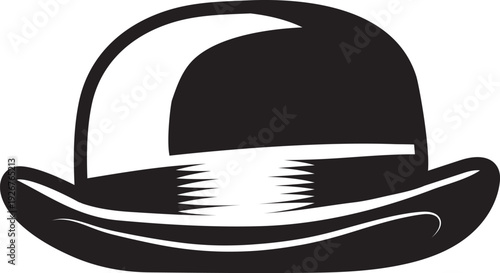 Bowler hat black icon. Retro clothing symbol