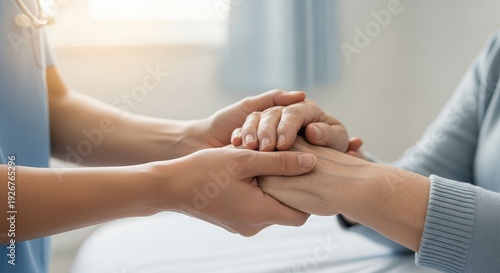 Healthcare professional comforting patient with supportive hand gesture