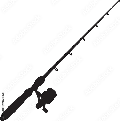 Fishing pole black icon. Fish catching tool